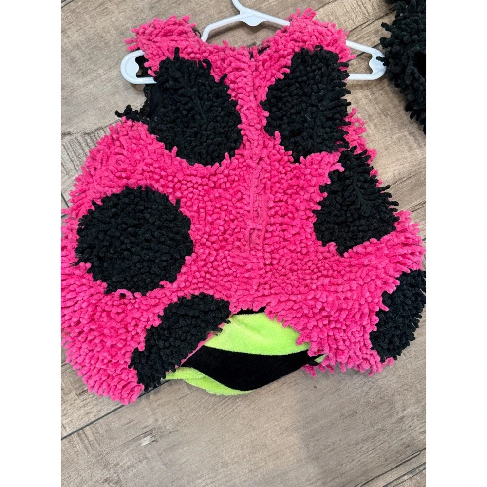 Princess Paradise Pink Ladybug Costume Toddler 12-18M Chenille Spotted 2pc Set